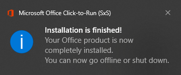 Installation is finished notification